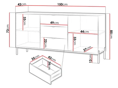 Komodë e gjerë Fetroso 2D3SZ (150 x 85 x 42) - 7
