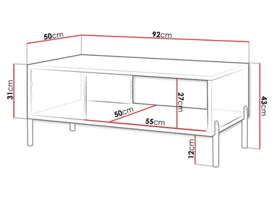 Tavolinë moderne për kafe Fetroso (92 x 43 x 50) - 5