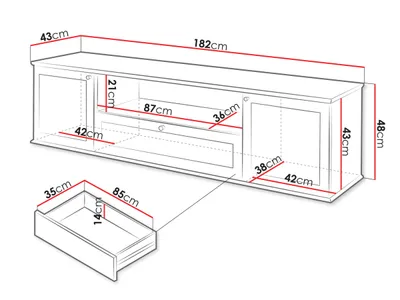 Komodë për TV Fritkit 2D1SZ për dhomën e ndenjes (182 x 48 x 43) - 4