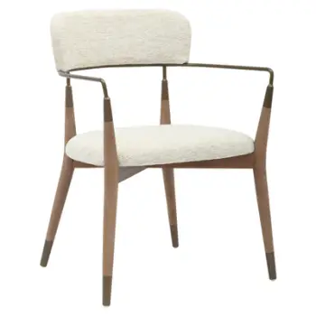 Karrige për ngrënie ROY FH9978.01, këmbë druri ahu, krahë metali, pëlhurë ngjyrë ecru, 51x48x77,5H cm, set prej 2 copash