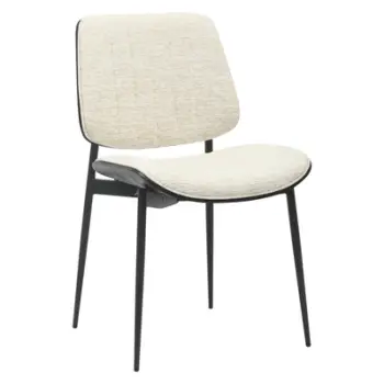 Karrige për ngrënie CONTI FH9983.02, metal i zi & dru i përpunuar, pëlhurë e kremtë, 48.5x56x82.5 cm, set prej 2 copash