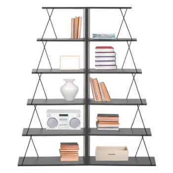 Raft librash MINI TARS FH2241.11 melaminë sonoma-shufra metali të bardha 65x22-24x146H cm