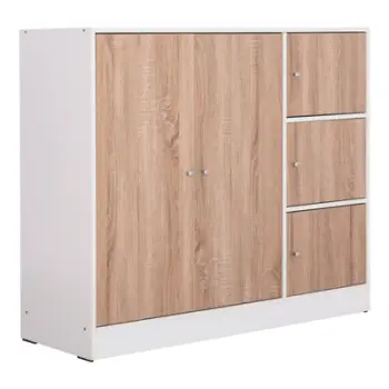 Kabinet me 4 hapësira ruajtjeje, ngjyrë lisi Sonama dhe melaminë e bardhë, FH2480.01, 117x39.5x99.5 cm