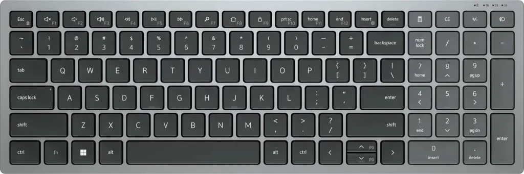 Tastierë Dell KB740, RF Wireless + Bluetooth, e zezë / e hirtë - 1