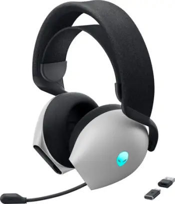 Headset gaming Alienware AW725H, me dhe pa kabllo, Dolby Atmos, i zi e bardhë