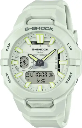 Orë sportive Casio G Shock GBA 950 7AER, Bluetooth, rezistente ndaj ujit 20 bar, e bardhë