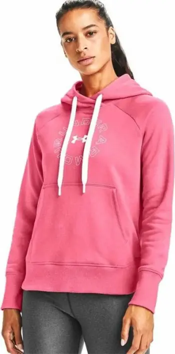 Duks pa zipper Under Armour Rival Fleece Metallic për femra, ngjyrë rozë