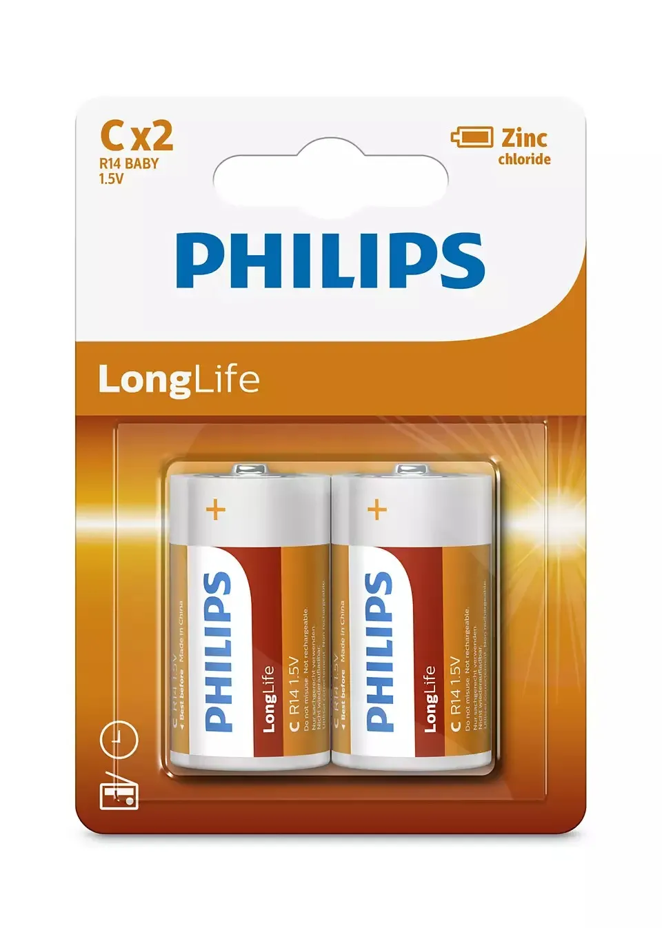 Bateri Philips R14L2B/10, long life C / 2 - 1