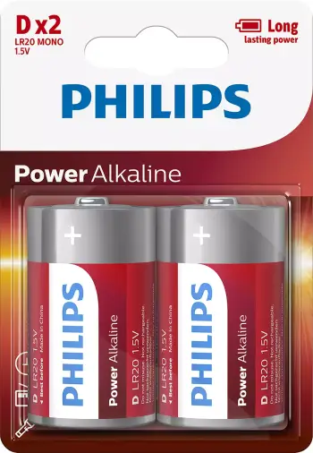Bateri Philips LR20P2B/10, power alkaline D / 2