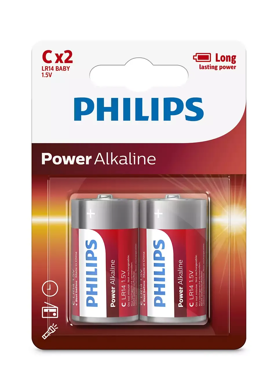 Bateri Philips LR14P2B/10, power alkaline C / 2 - 1