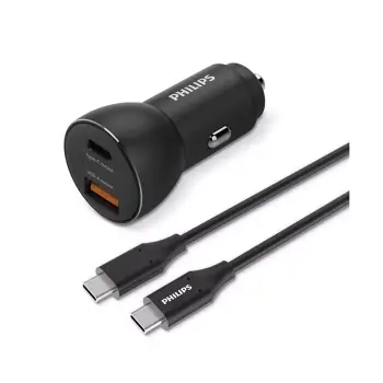 Karikues për veturë fast charging Philips DLP2521C/00, type-C, 36W, i zi