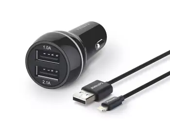 Karikues për veturë fast charging Philips DLP2357V/10 , dual port USB-A/ Lightning, i zi