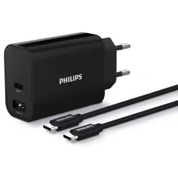 Karikues fast charging Philips DLP2621C/12, dual port type-C/ type-C, 30W, 1m, i zi