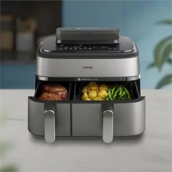 Fritezë ajri Philips NA555, 2 shporta, 1.5 kg, 2750W, argjendtë