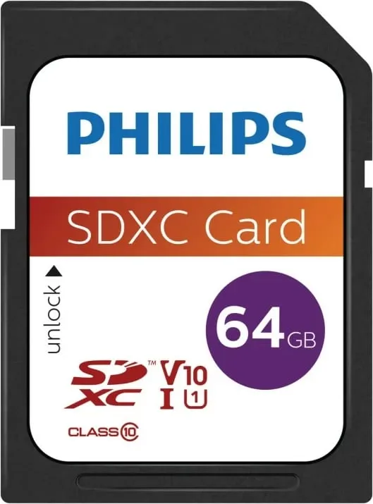 Kartelë SDXC Philips FM64SD55B 64GB Class 10 UHS-I e zezë/bardhë - 1