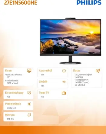 Monitor Philips 27E1N5600HE, 27" IPS, 75Hz, i zi
