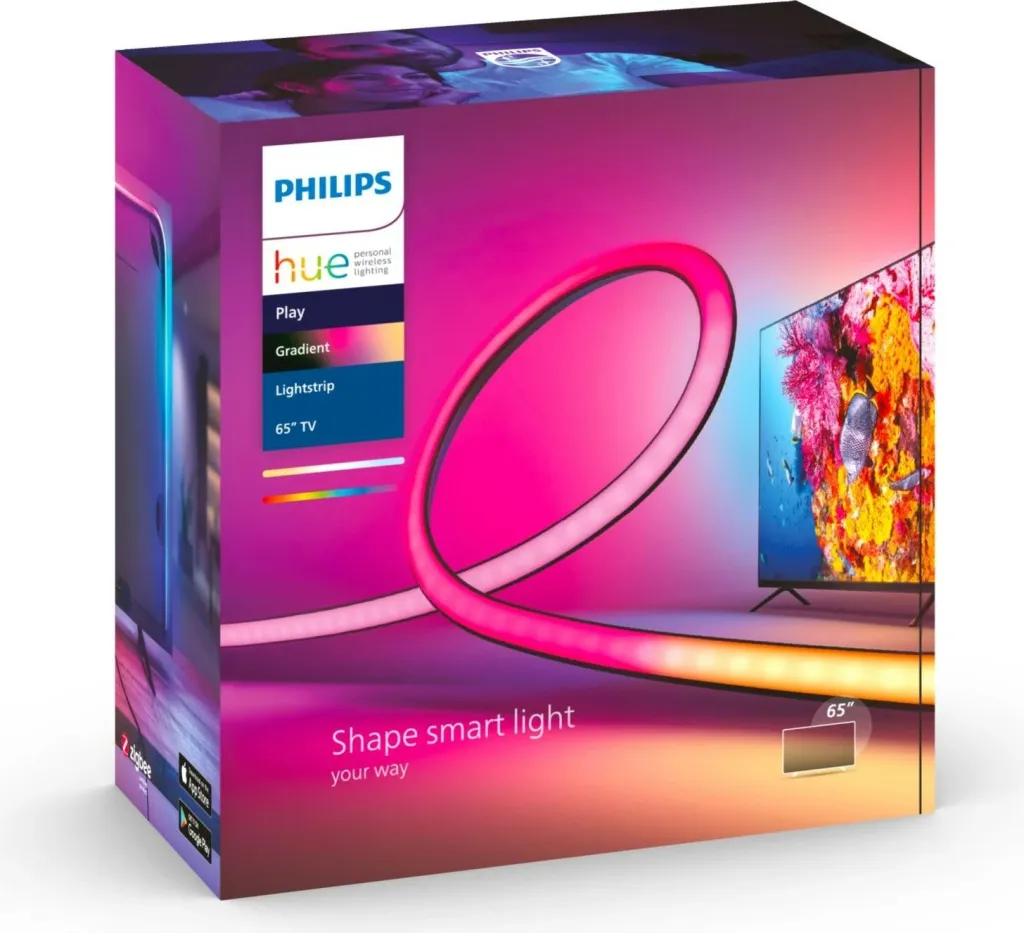 Shirit dritash smart Philips Hue Play Gradient 65 inch, LED, shumëngjyrësh, Bluetooth/Zigbee, silikon, i zi - 1