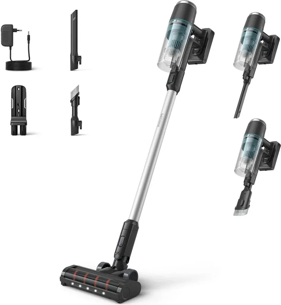 Fshesë elektrike Philips 3000 XC3031, pa kabllo, pa qese, e zezë, blu - 6