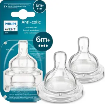 Biberon për shishe Philips Avent SCY764/02, anti kolik, 6+ muajsh, transparent