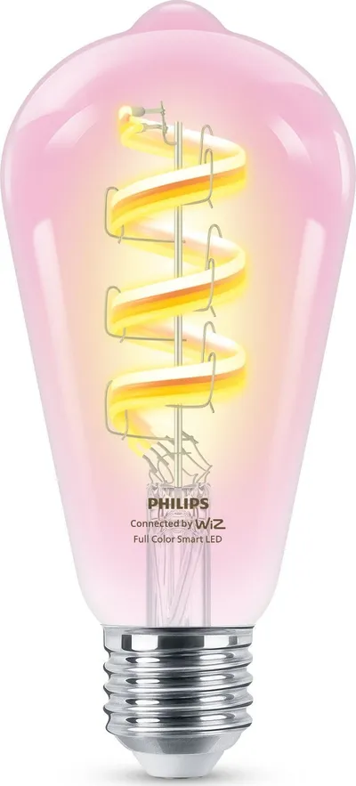 Llambë inteligjente Philips Smart Filament E27 ST64, 6.3W RGBW, transparente - 1
