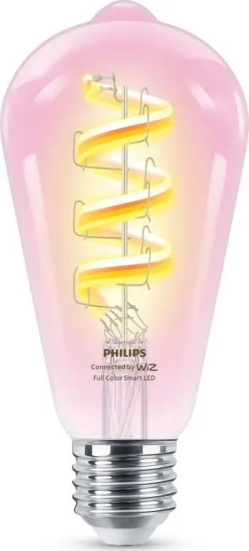 Llambë inteligjente Philips Smart Filament E27 ST64, 6.3W RGBW, transparente