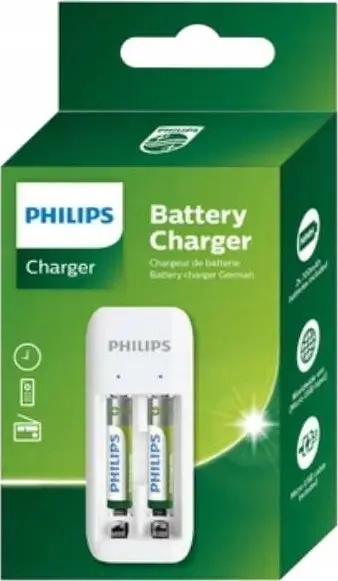Karikues baterish Philips SCB2070NB, 2xAAA 700mAh, micro USB, i bardhë