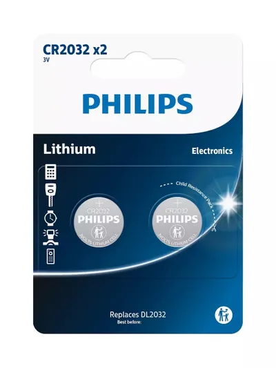 Bateri Philips CR2032P2/01B, mini lithium / 2 - 2
