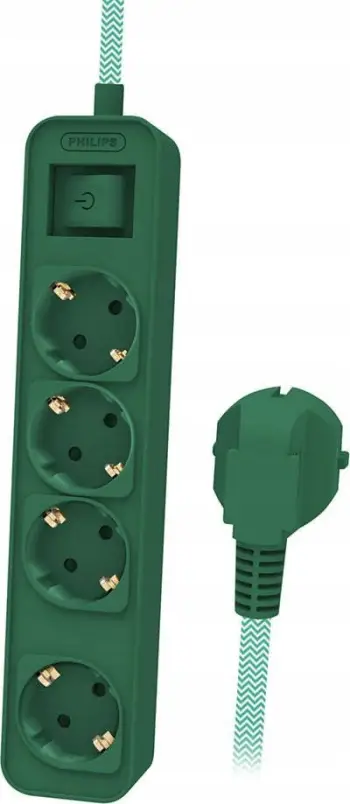 Parazitë rryme Philips CHP2147G/60, 4 priza, kabllo 1.5 m, e gjelbër