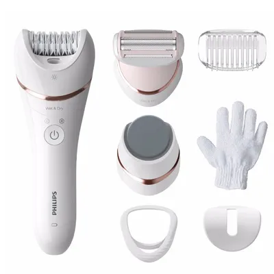 Epilator, Philips BRE730/10 8000 Series, Wet & Dry, set me aksesorë, e bardhë - 2