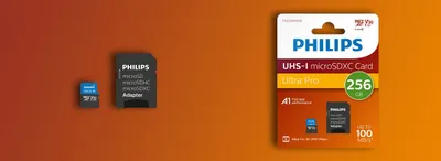 Kartë e memories microSDXC Philips, 256GB Class 10, me adapter - 1