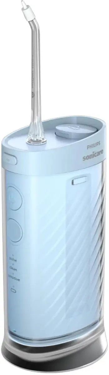 Irigator dhëmbësh Philips Sonicare Compact Flosser HX3333, 3 mënyra pastrimi, IPX7, aku, kaltër