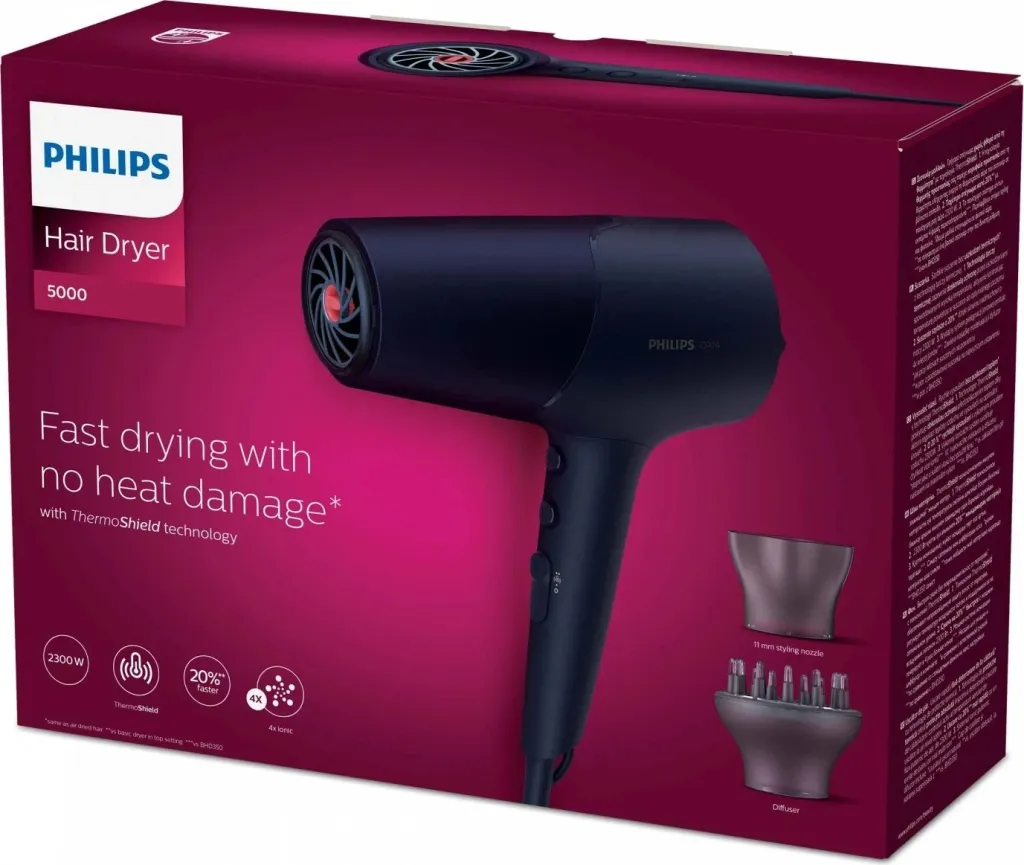 Tharëse flokësh Philips 5000 BHD510/00, 2300W, e zezë - 8
