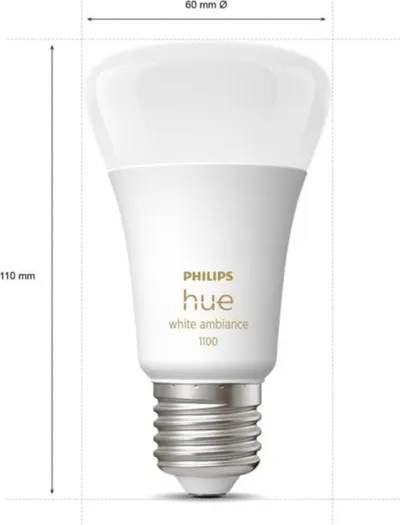Llambë smart Philips Hue White Ambiance A60, E27, 1100 lumen, e bardhë - 2