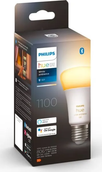 Llambë smart Philips Hue White Ambiance A60, E27, 1100 lumen, e bardhë - 3