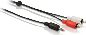 Kabllo audio Philips SWA2520W/10, Jack 3.5mm në RCA x2, 3m, i zi