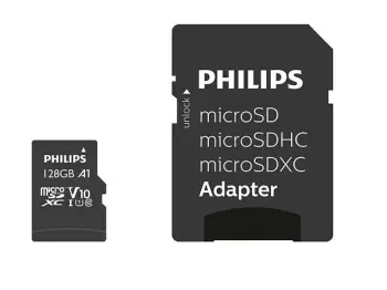 Kartë memorie microSDXC Philips, 128GB Class 10, me adapter