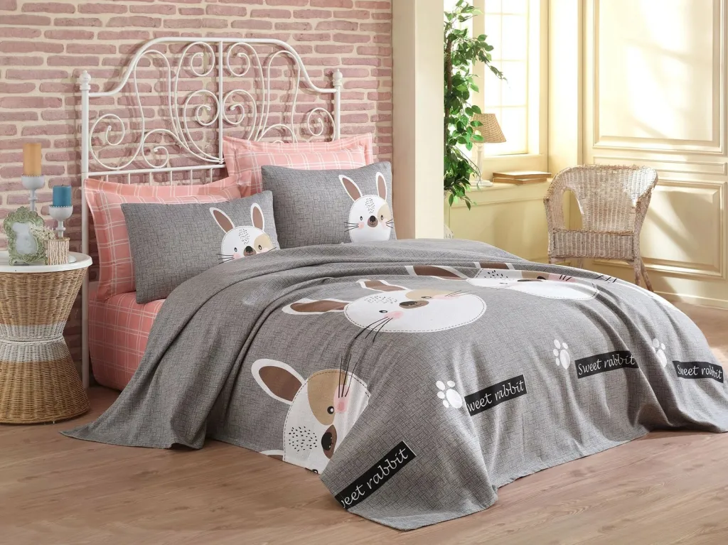 Set piké dopio Tavşancık, ngjyrë gri, kafe, bezhë, e zezë, rozë - 1