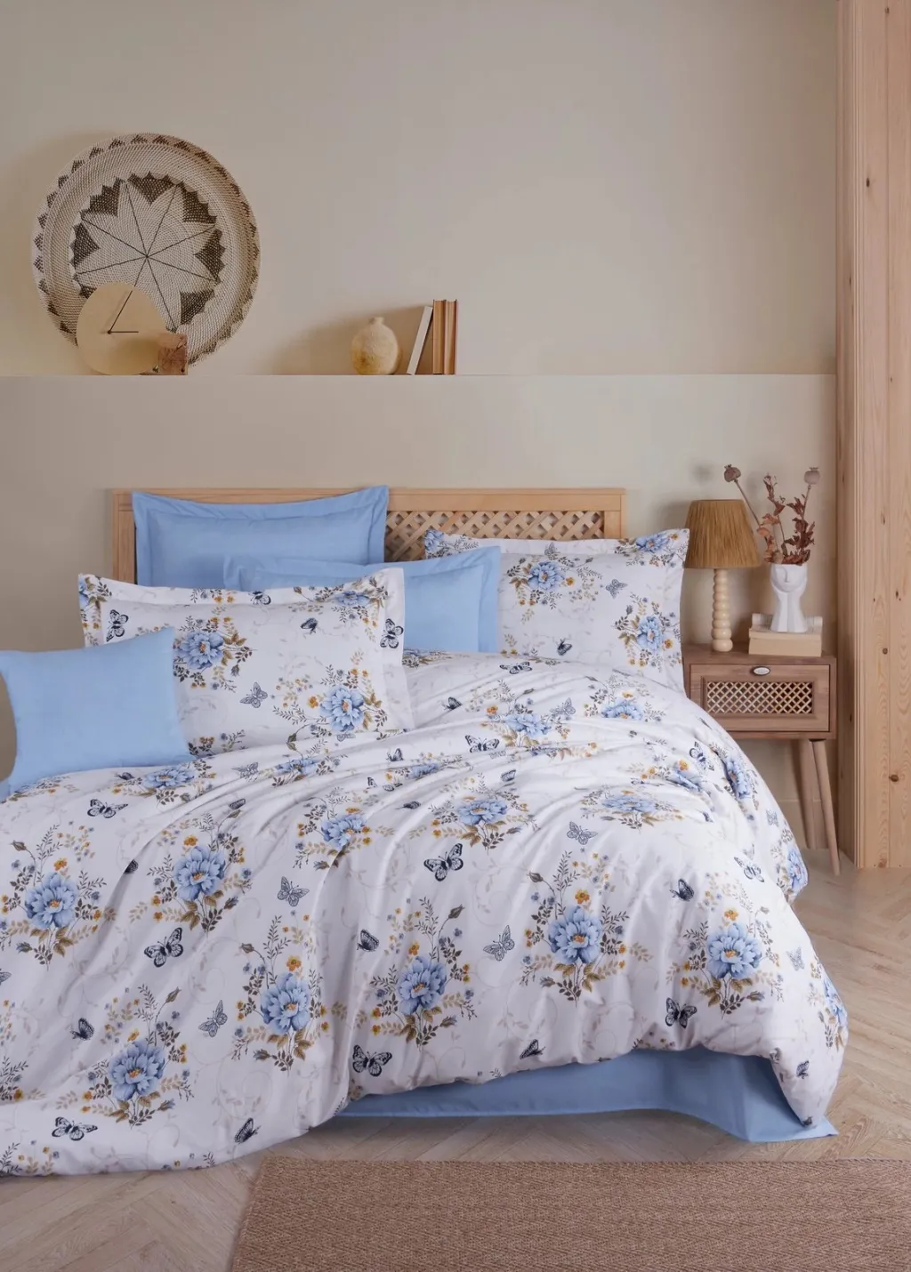 Set mbulesash për dyshek dopio Ranforce, L'essentiel, Aylin, blu, bardhë, kafe - 2