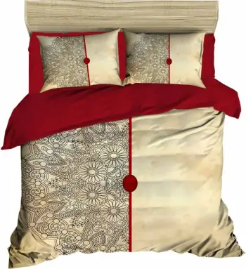 Set mbulesë jorgani teke, L'essentiel, 465, e kuqe/bezhë/gri