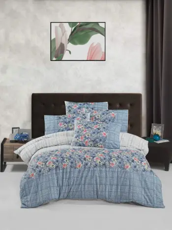 Set mbulesë për jorgan njëpersonësh Ranforce, L'essentiel, Alvina, blu