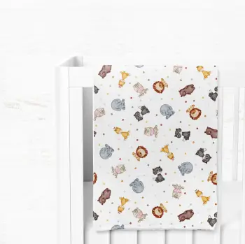 Batanije për bebe L'essentiel, Zoo, pambuk muslin, 75x100cm, ngjyrë e verdhë, kaltër, portokalli