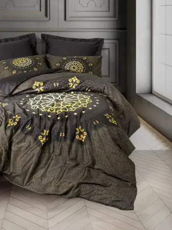 Set mbulesë për jorgan dopio satin, ngjyrë antracit, L'essentiel, Elegant