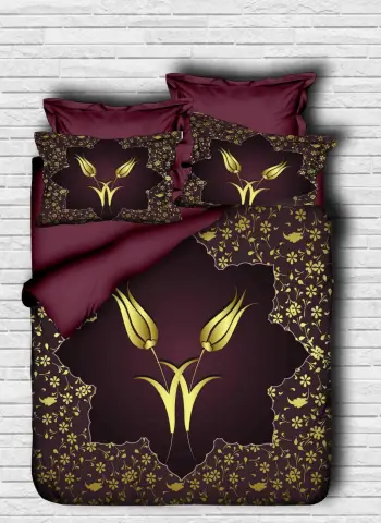 Set mbulesë për jorgan king size, ngjyrë bordo dhe ari, L'essentiel, 141