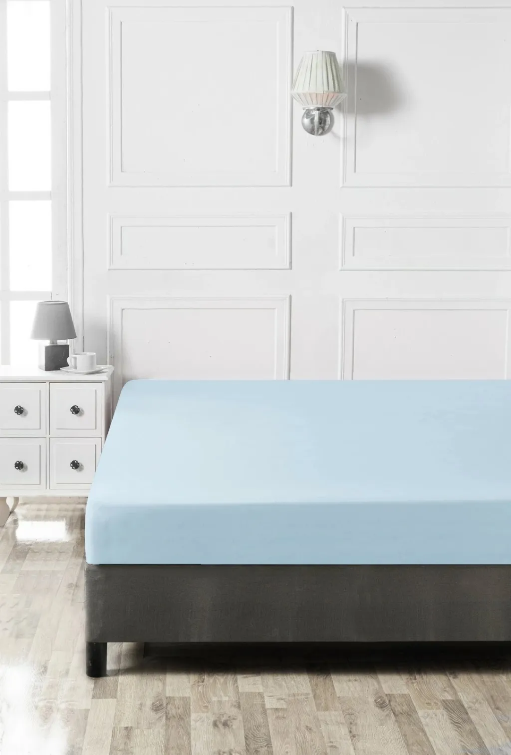 Çarçaf fitted Ranforce king, ngjyrë kaltër e çelët, L'essentiel - 3
