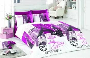 Set mbulesë për jorgan Super King Ranforce, L'essentiel Paris, ngjyrë e bardhë, fuchsia, e zezë