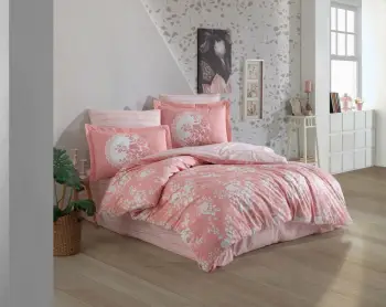 Set mbulesë për jorgan dopio, satin, L'essentiel, elegant, ngjyrë pluhur