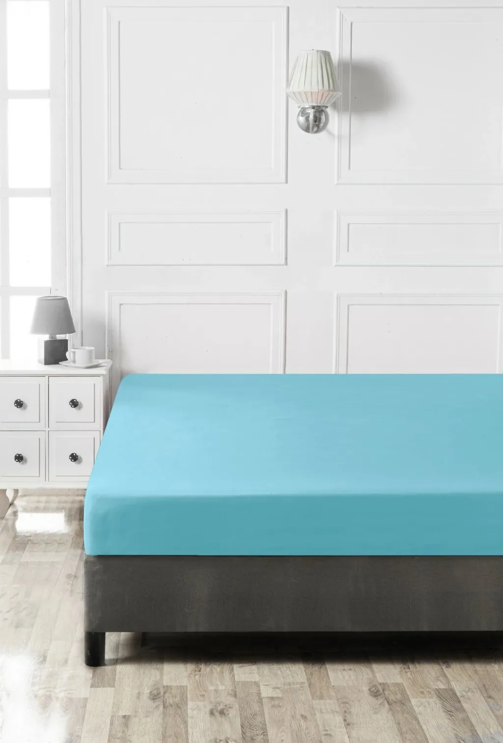 Çarçaf i vetem fitted Ranforce, ngjyrë turquoise, L'essentiel - 3