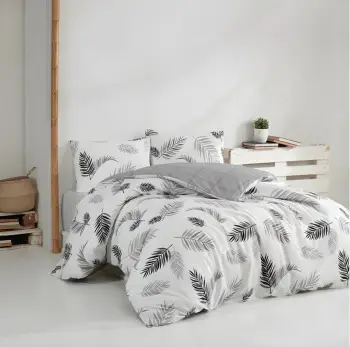 Set mbulesë për jorgan super king, ngjyrë gri dhe e bardhë, L'essentiel, Plume