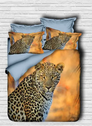 Set mbulesë për jorgan king size, L'essentiel, 133, portokalli, kafe, kaltër, 3D print, 3 copë