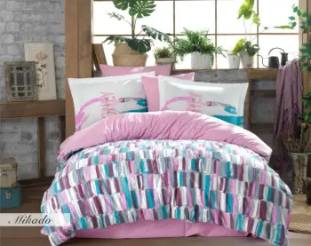 Set mbulesë për jorgan dopio, Poplin, Mikado, rozë